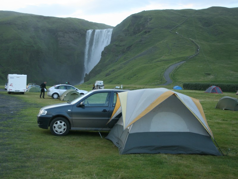 Camping at Skógafoss
